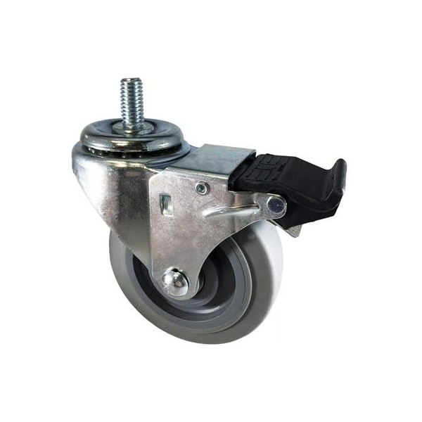 3-1/2"x1.25" Gray Thermo Plastic Rubber (Non-Marking) Wheel, 1/2"-1